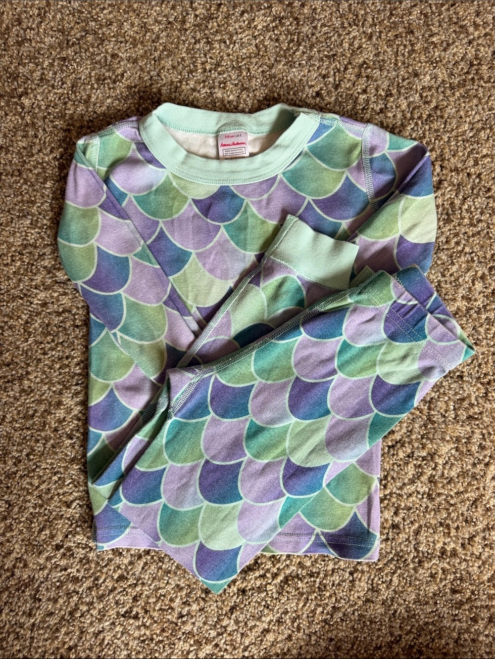 Hanna Andersson Purple & Green Mermaid Scale Long Sleeve Top